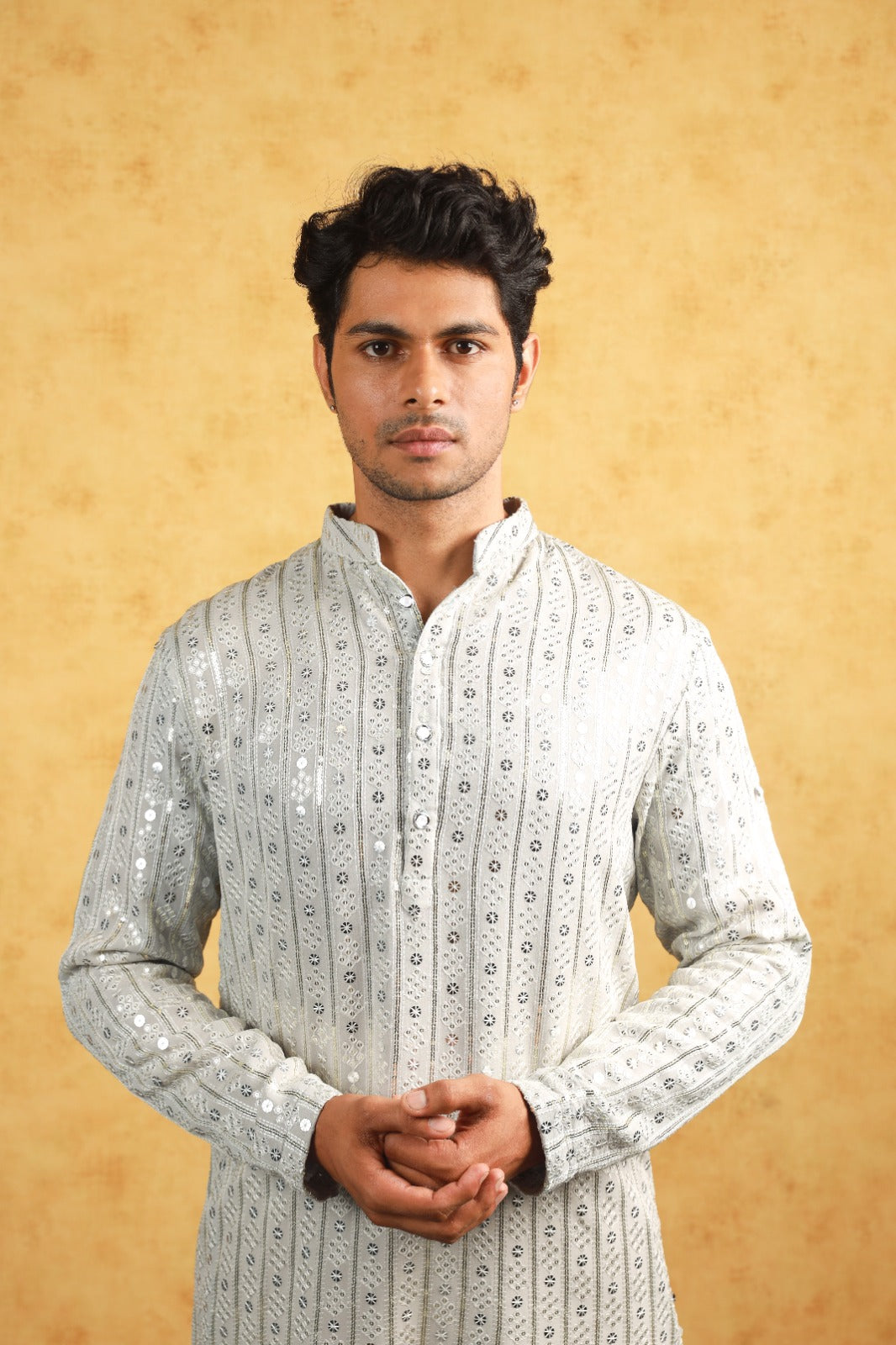 Grey Georgette Sequence Work Kurta Set