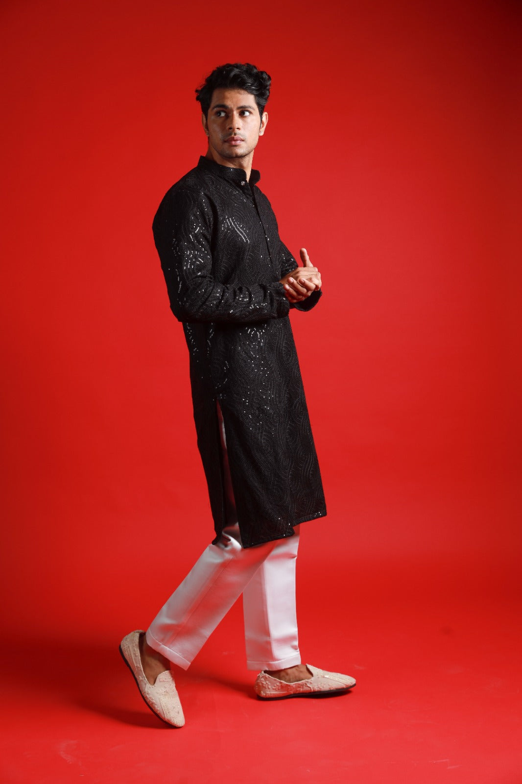 Black Chikankari Work Kurta Set