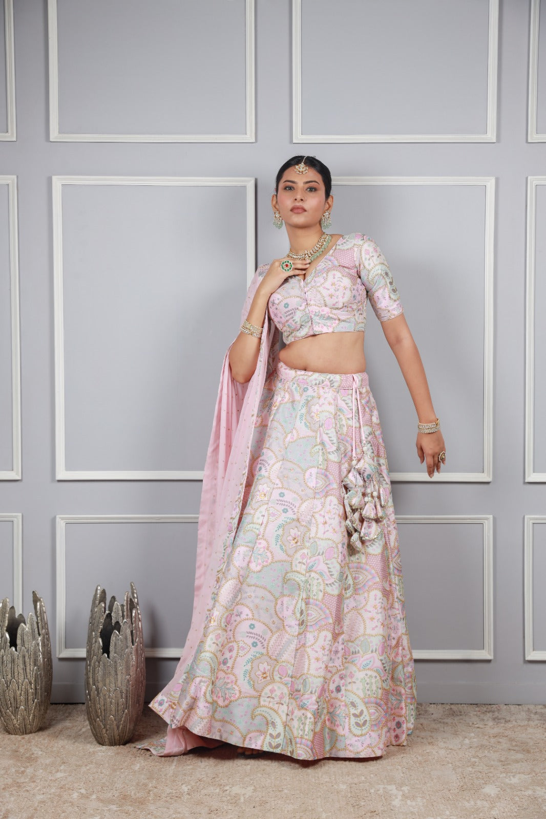 Silk Embroidery Lehenga Set