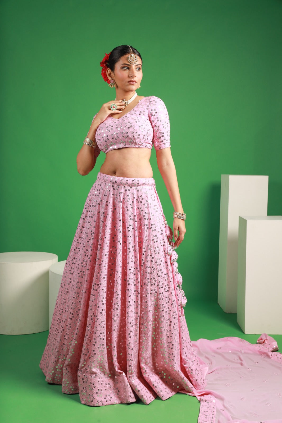 Barbie Pink Georgette Lehenga Set