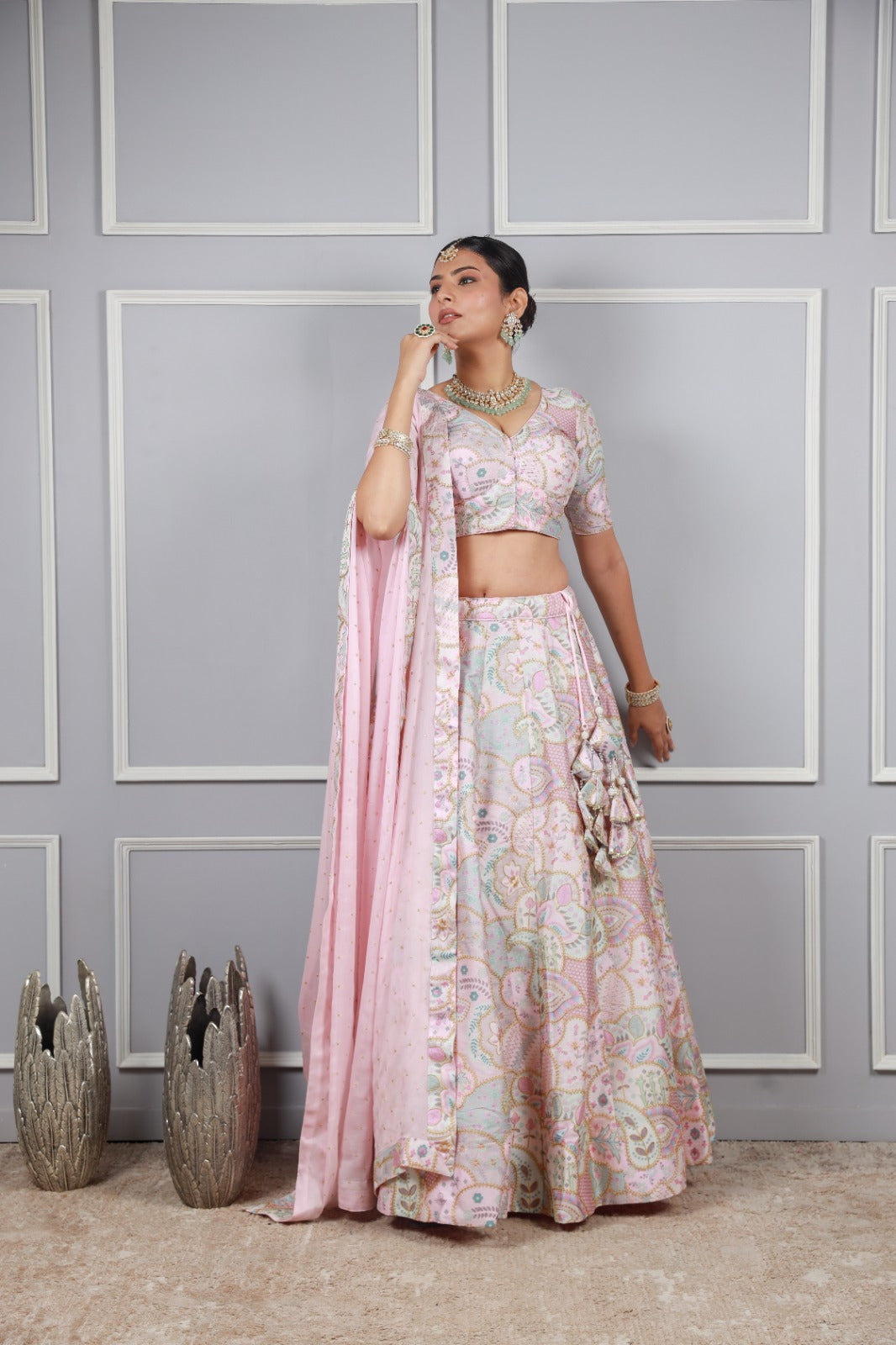 Silk Embroidery Lehenga Set