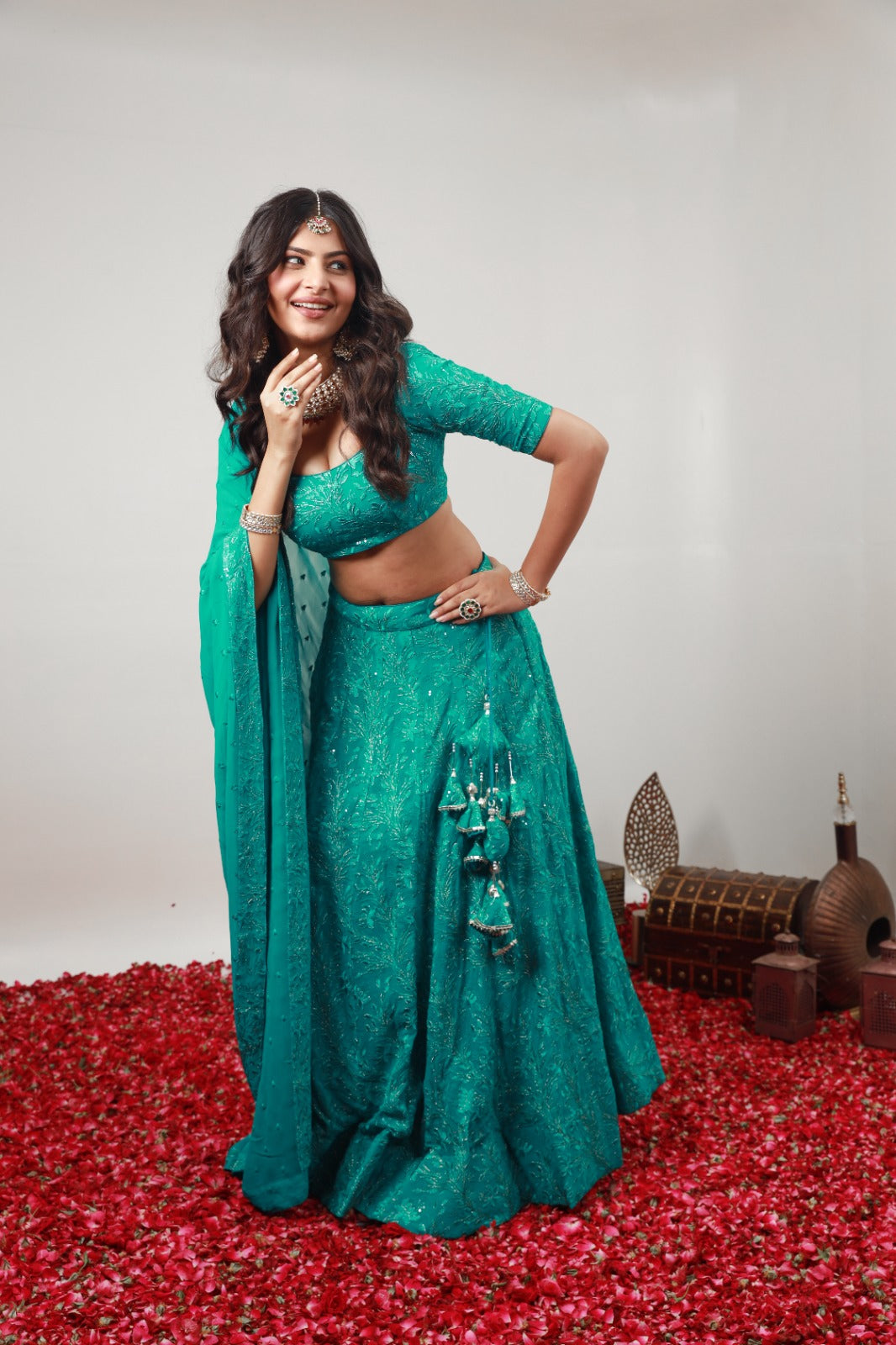 Diva Viscose Georgette Chain Thread Embroidery Lehenga Set