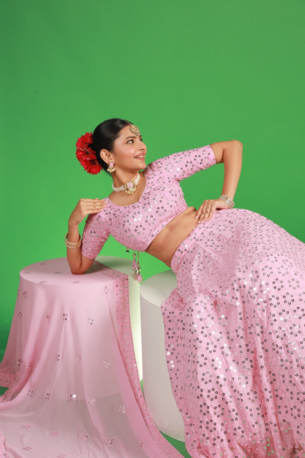 Barbie Pink Georgette Lehenga Set