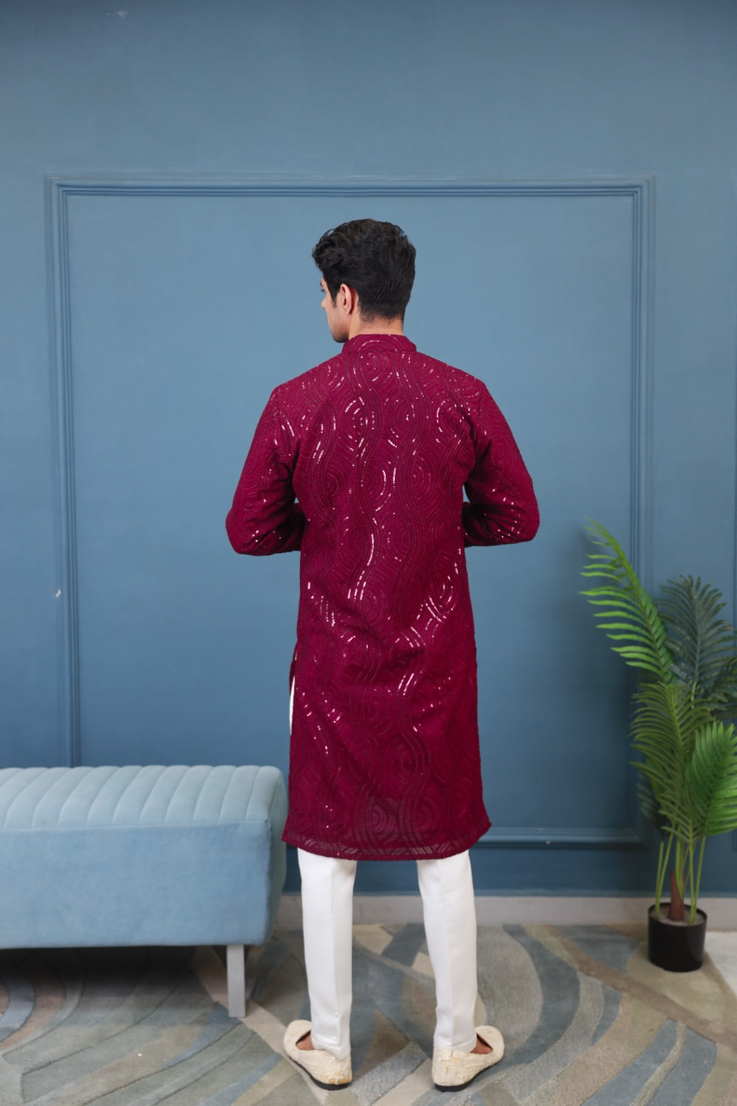 Star Maroon Georgette Kurta Set