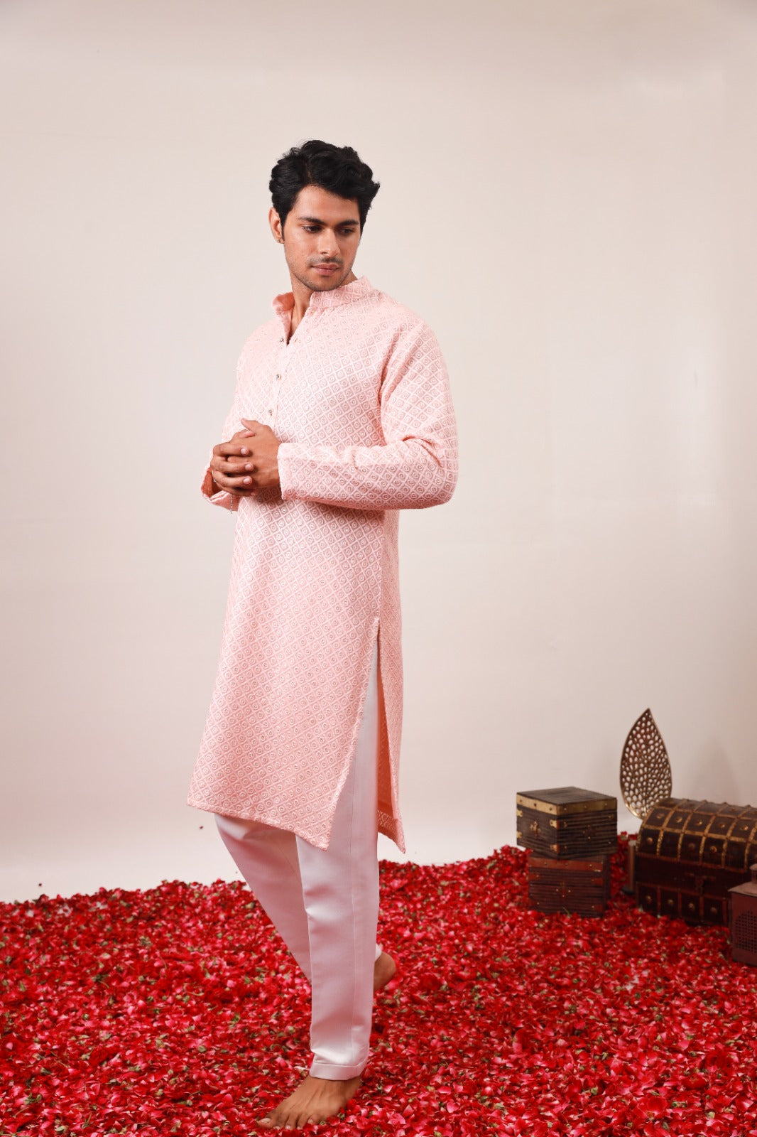 Peach Georgette Kurta Set