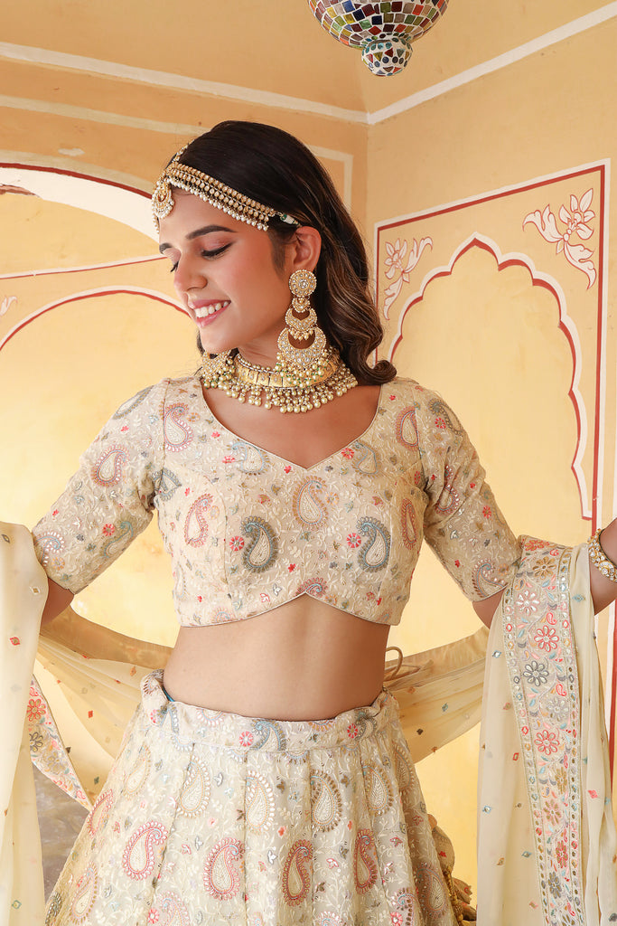 Carry mukesh work lehenga set