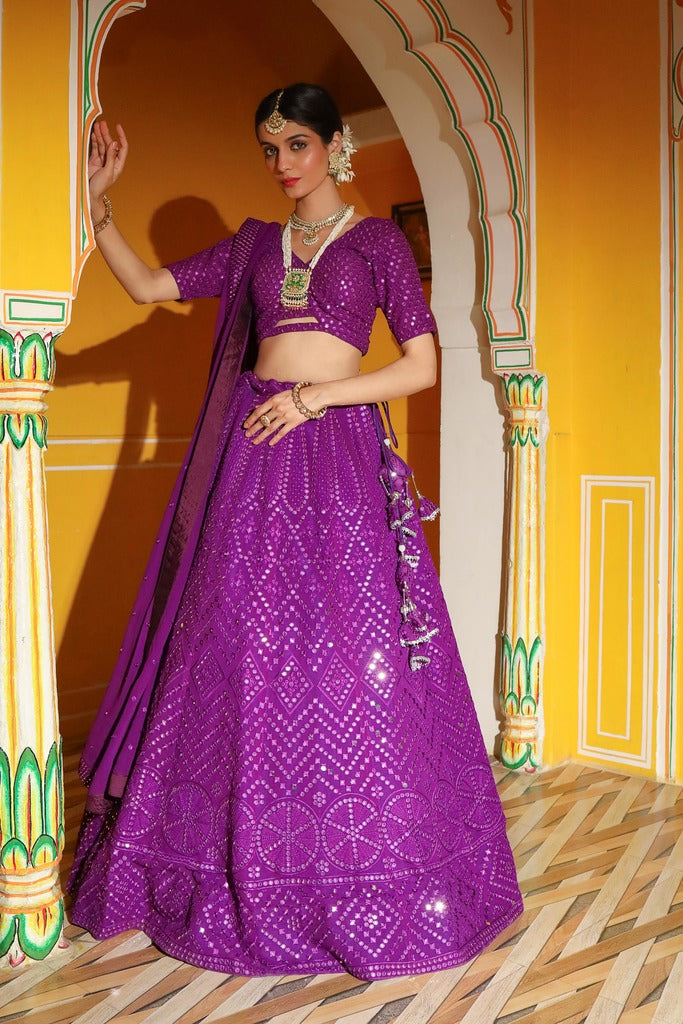 Lavish Lilac Sequin Lehenga