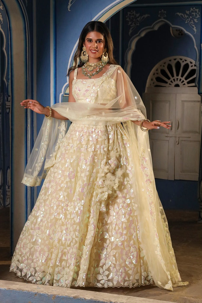 Creamish star Sequence Lehenga set