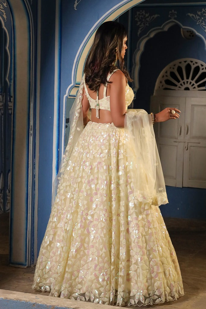Creamish star Sequence Lehenga set