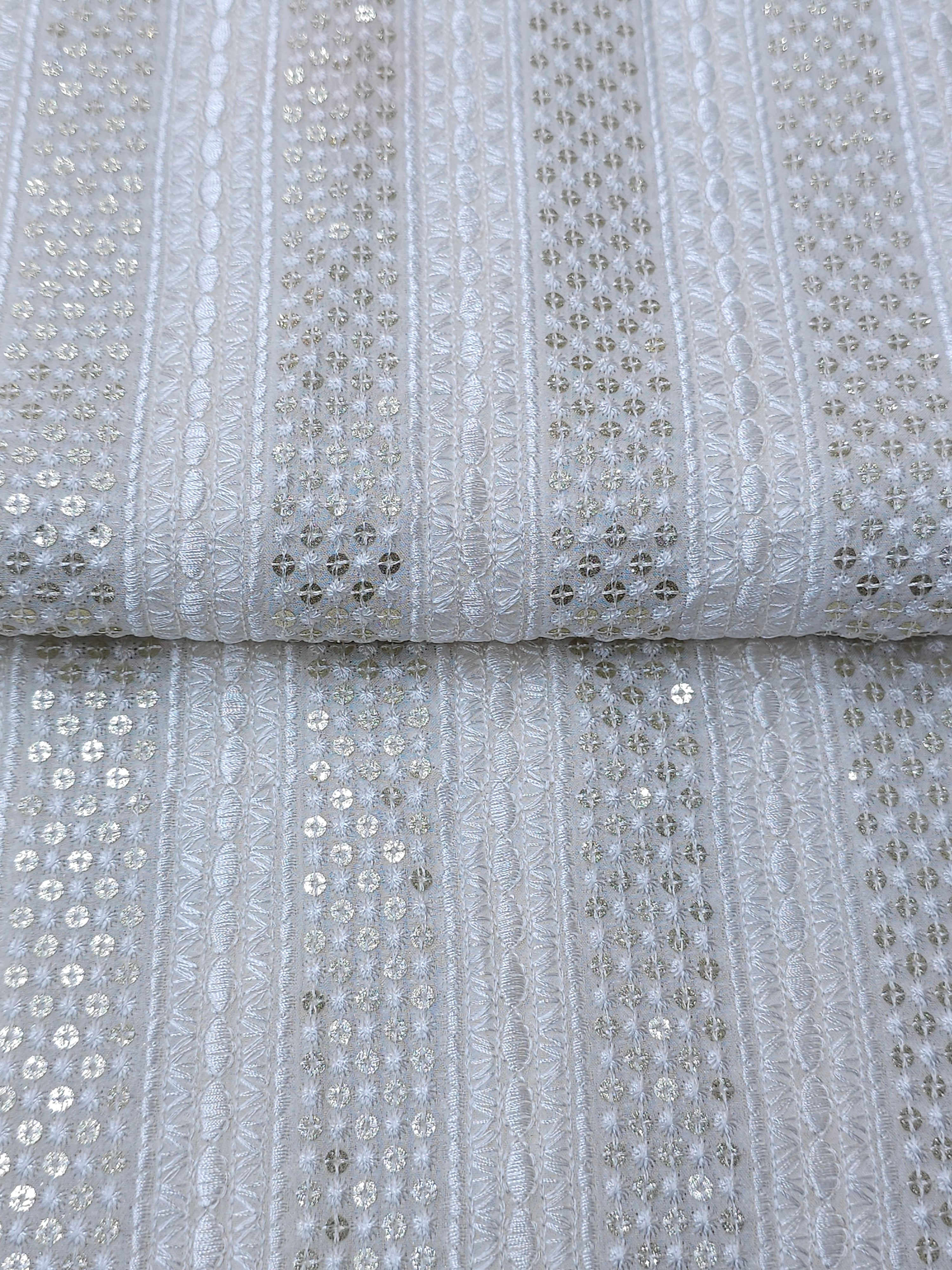 Dyeable Georgette Lucknowy Thread Work Embroidery ( Price Per Meter )