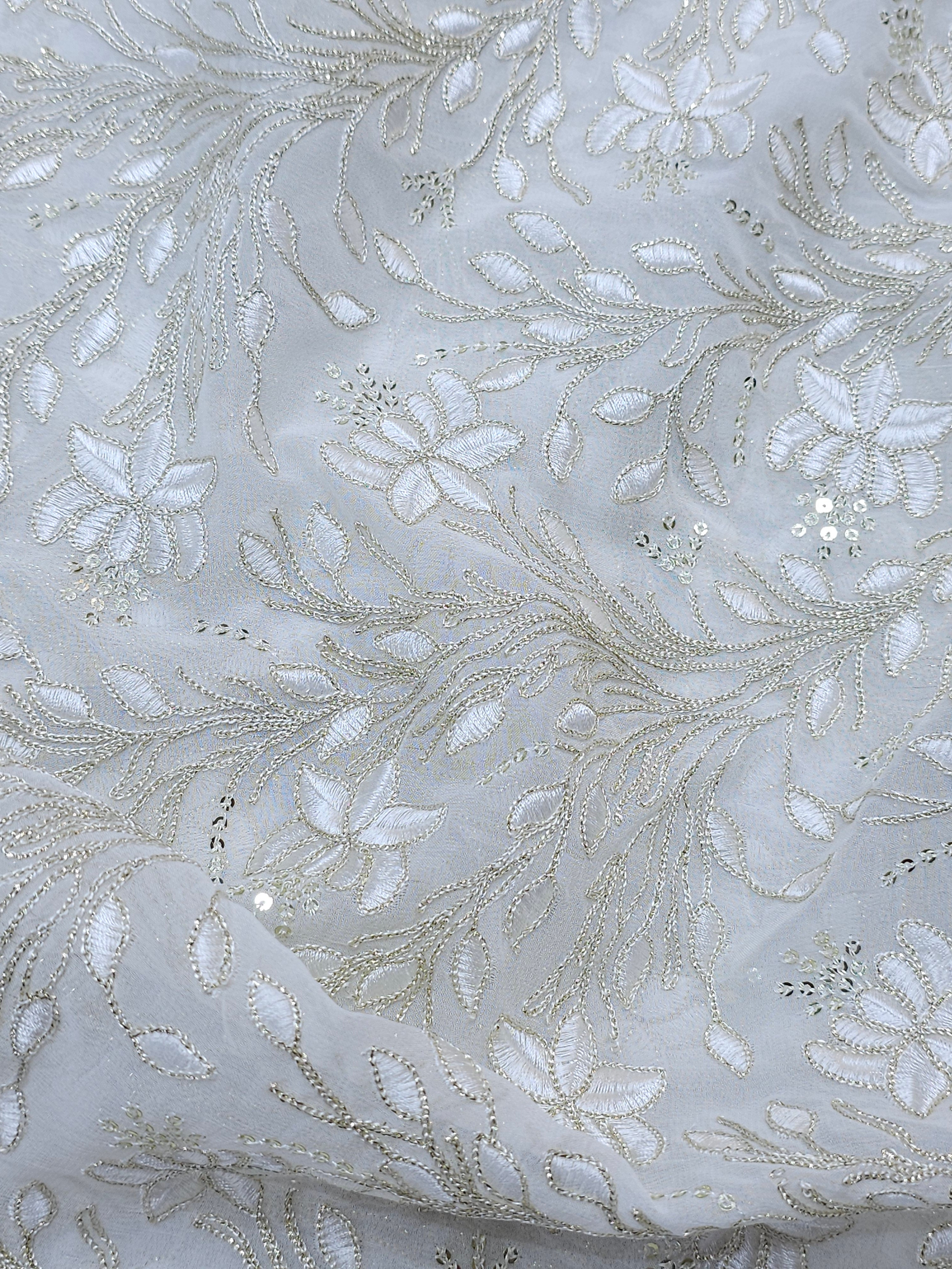 Dyeable Georgette Chain Thread Jari Sequins Work Embroidery ( Price Per Meter )