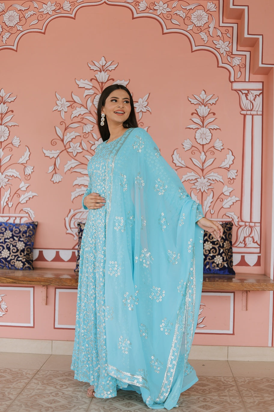 Embroidered Side Slit Anarkali Set