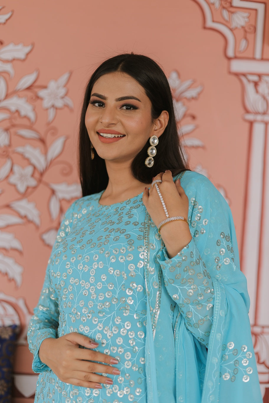 Embroidered Side Slit Anarkali Set