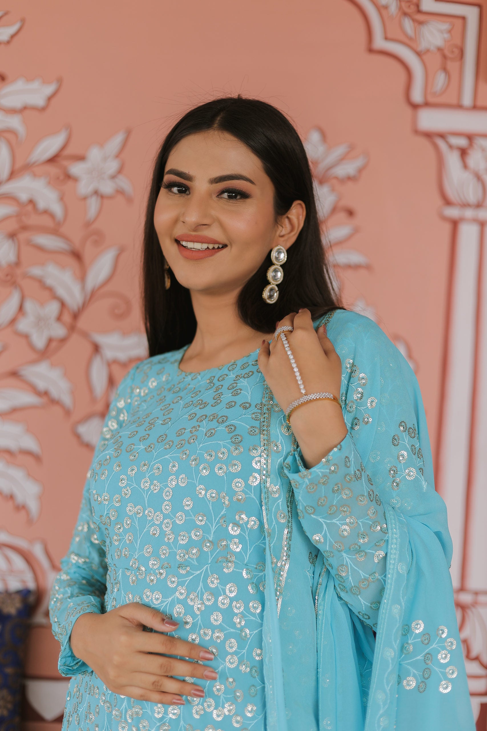 Embroidered Side Slit Anarkali Set