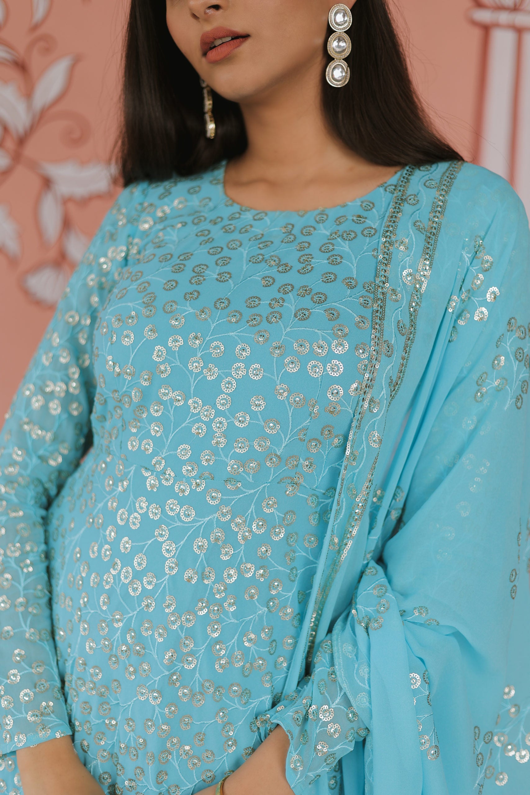 Embroidered Side Slit Anarkali Set