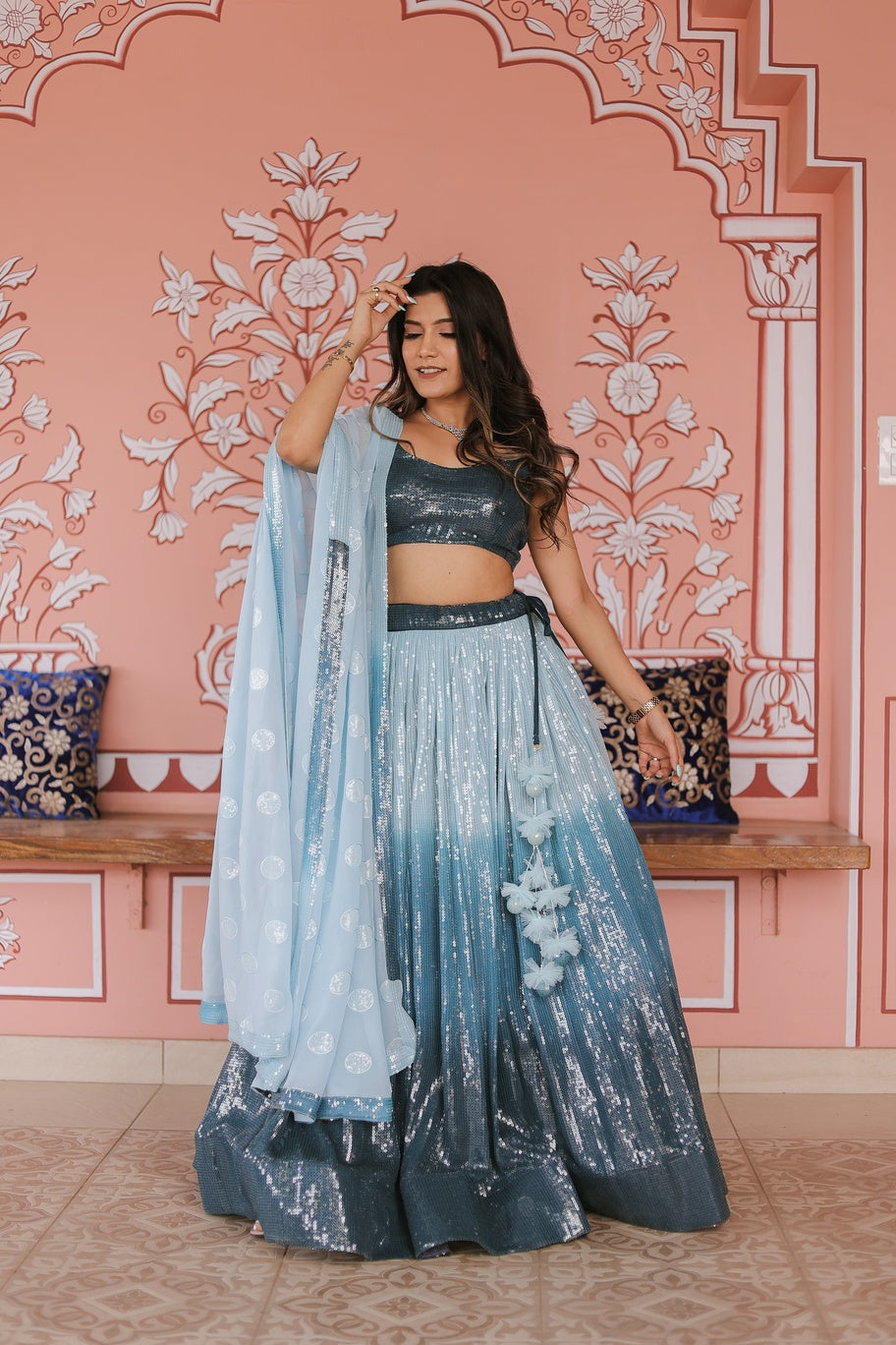 Water Sequence Shaded Lehenga Set