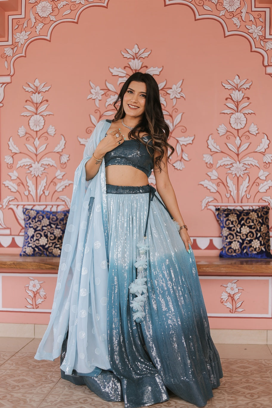 Water Sequence Shaded Lehenga Set