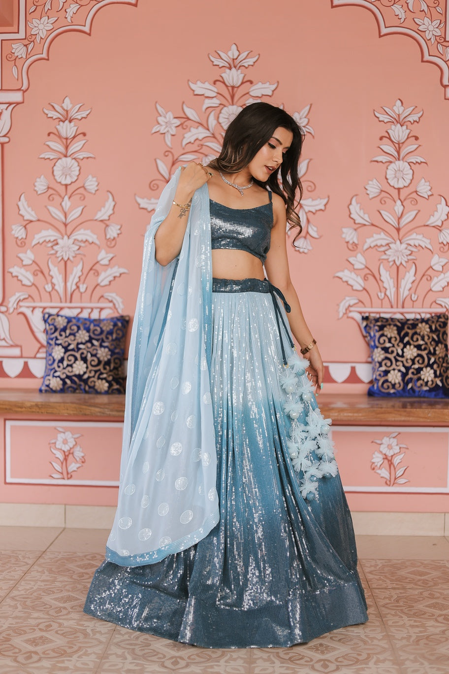 Water Sequence Shaded Lehenga Set