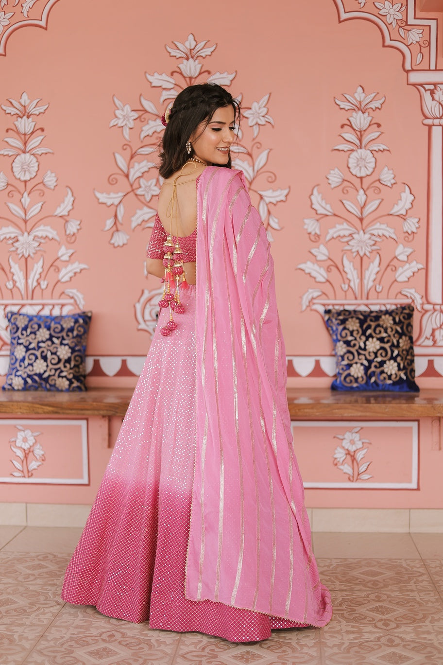 Silk Embroidery Shaded Lehenga Set