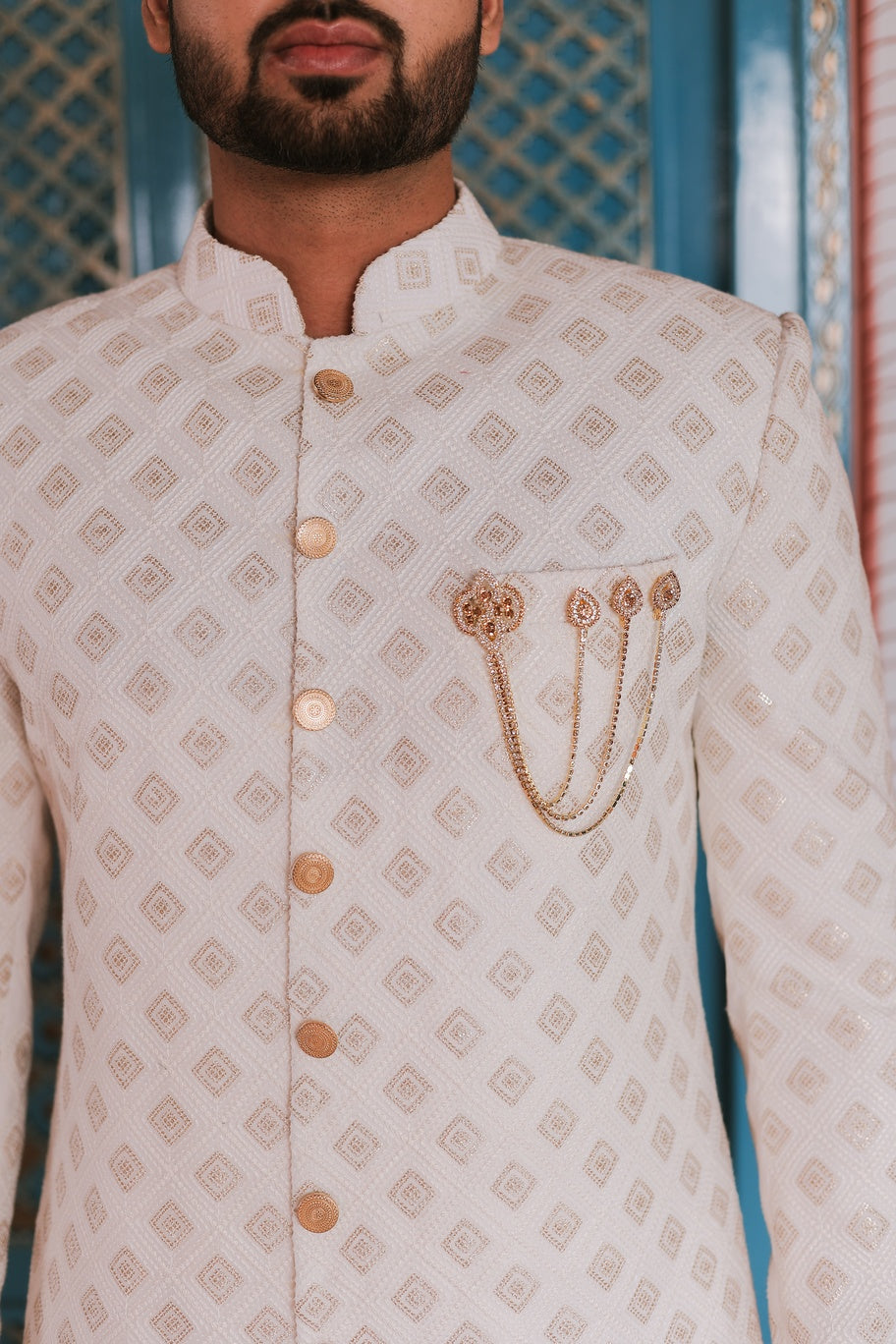 Ivory Chikankari Sherwani