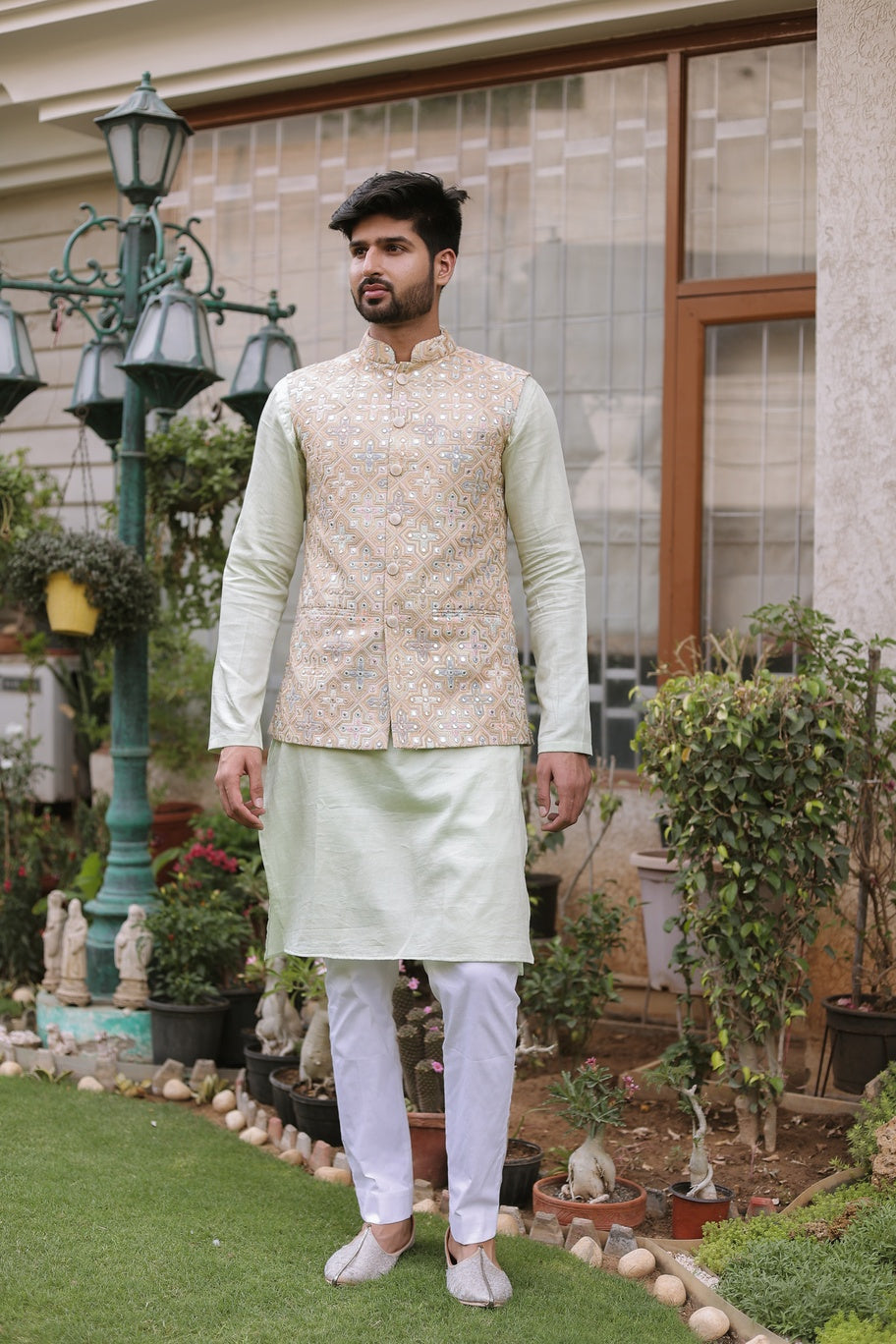 Asar Multicolor Embroidered Silk Jacket Set