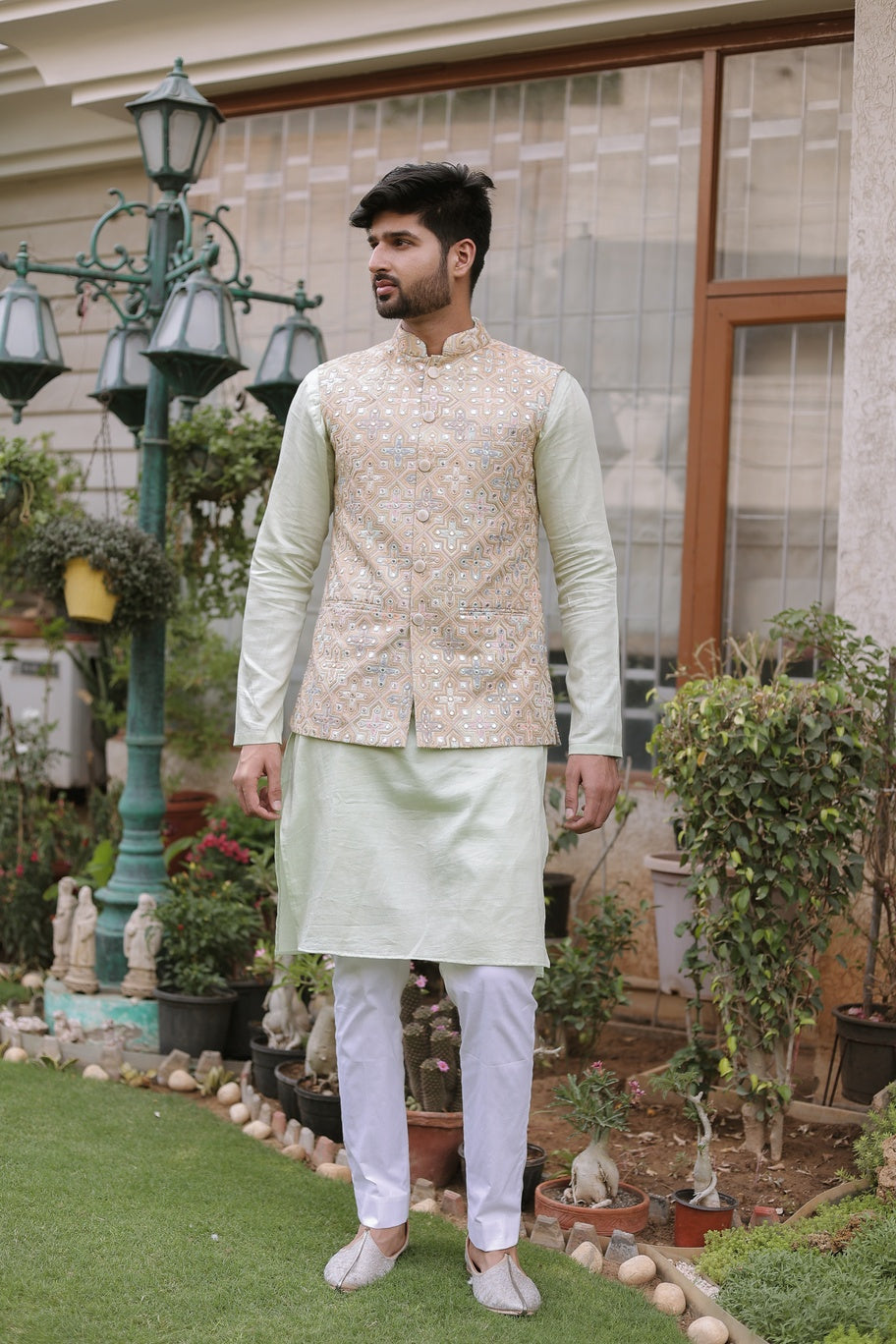 Asar Multicolor Embroidered Silk Jacket Set