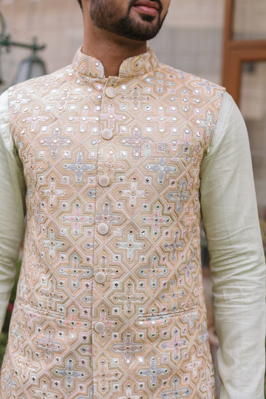 Asar Multicolor Embroidered Silk Jacket Set