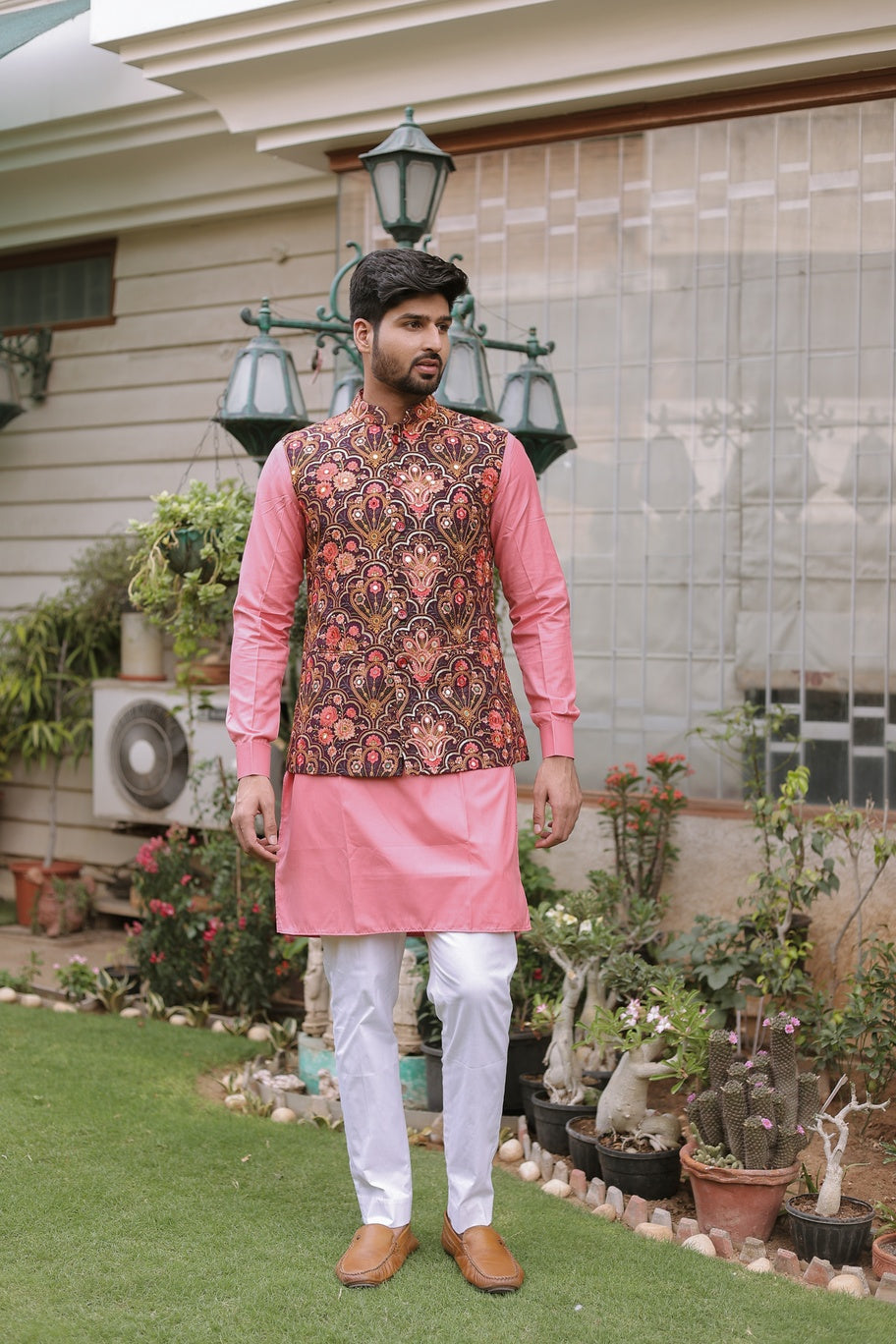 Resham Multi Embroidered Jacket Set