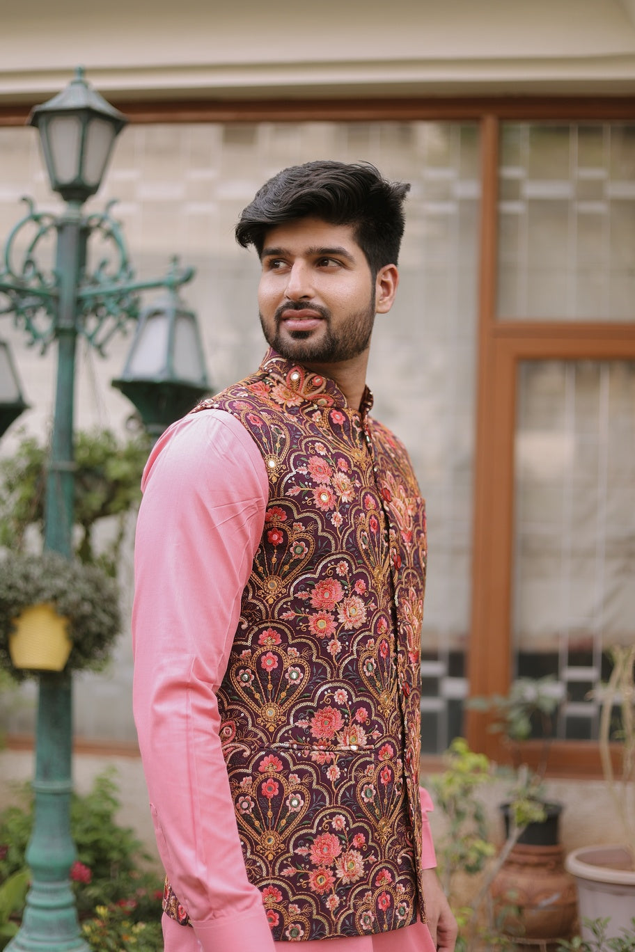 Resham Multi Embroidered Jacket Set