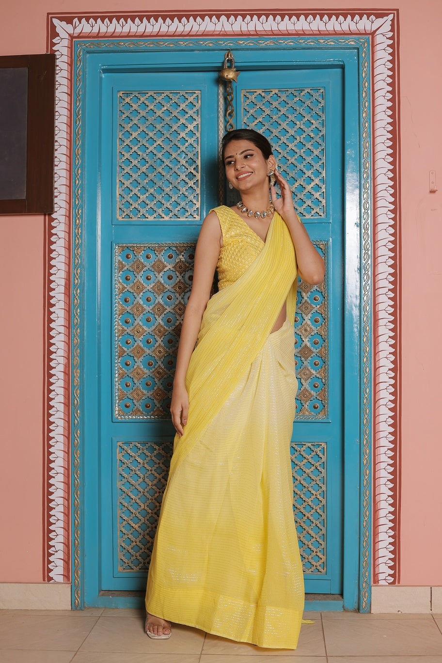 Lurex Yellow Shaded Saree
