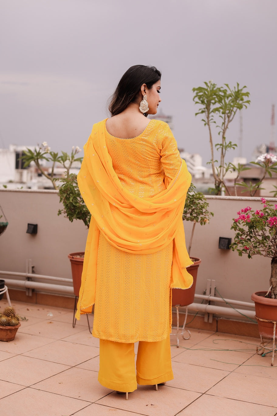Lining Chikankari Plazo Suit Set
