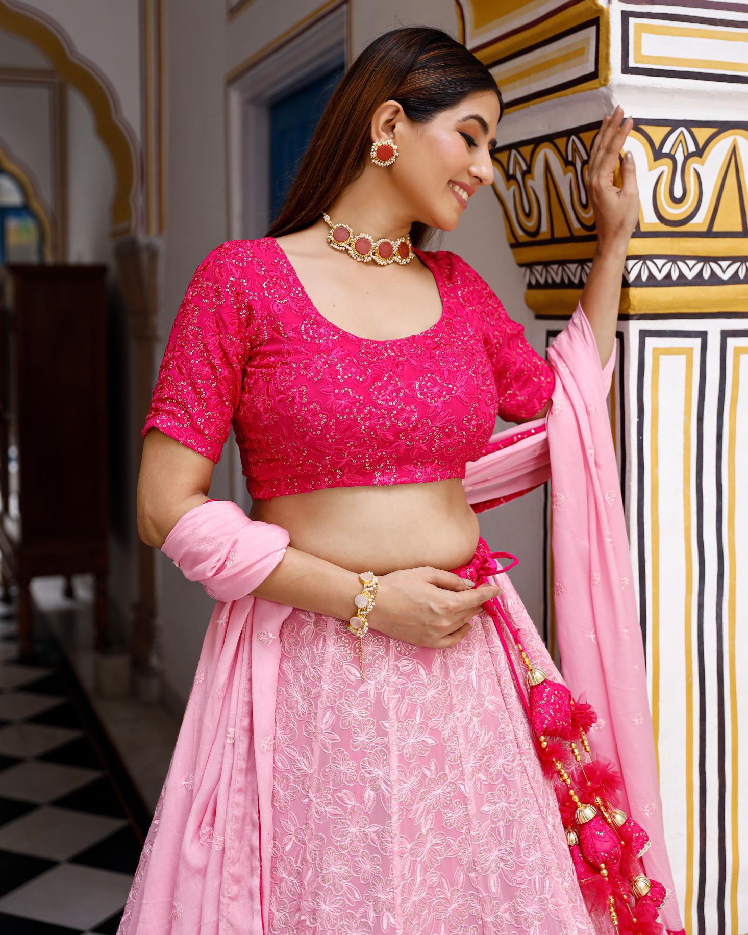 Pink Shaded Lehenga Set