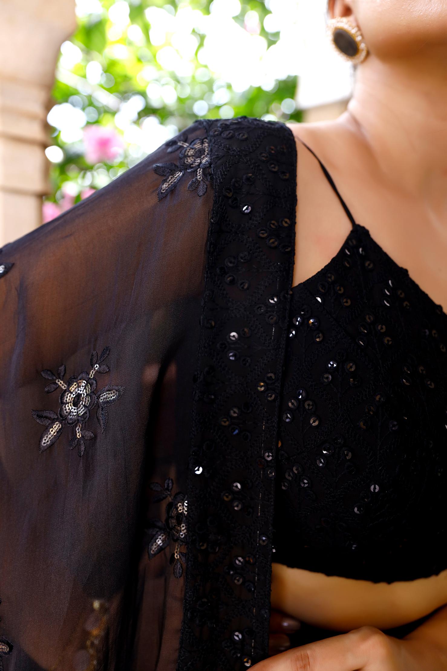 Zana Black Sequence Lehenga Set