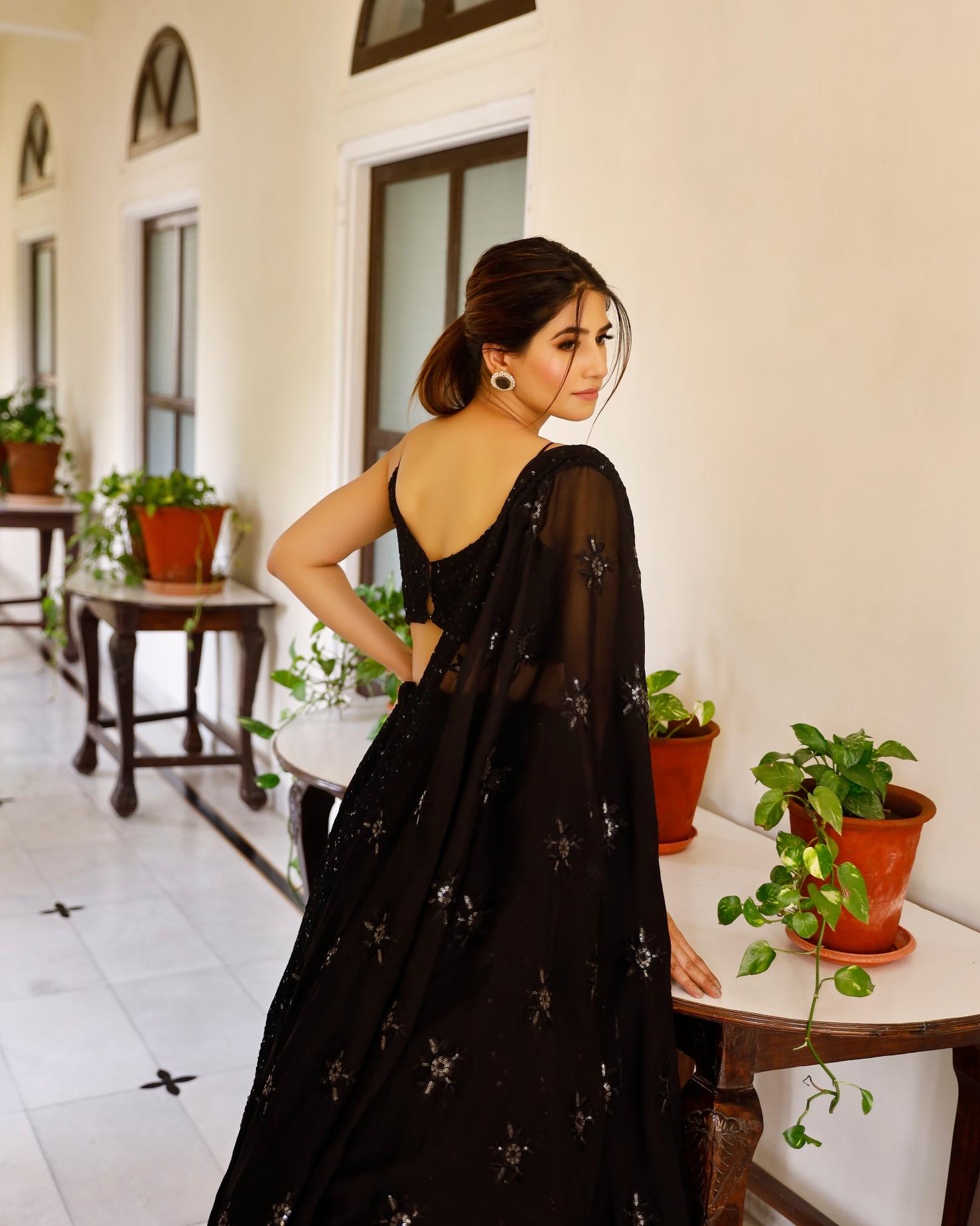 Zana Black Sequence Lehenga Set