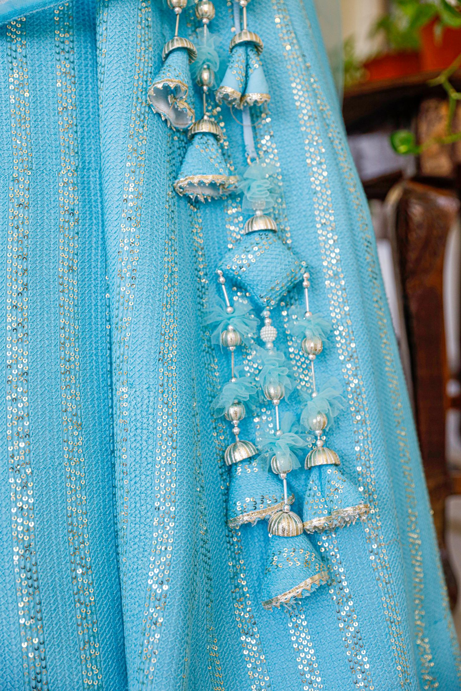 Farrasa Sky Blue Chikankari Lehenga Set