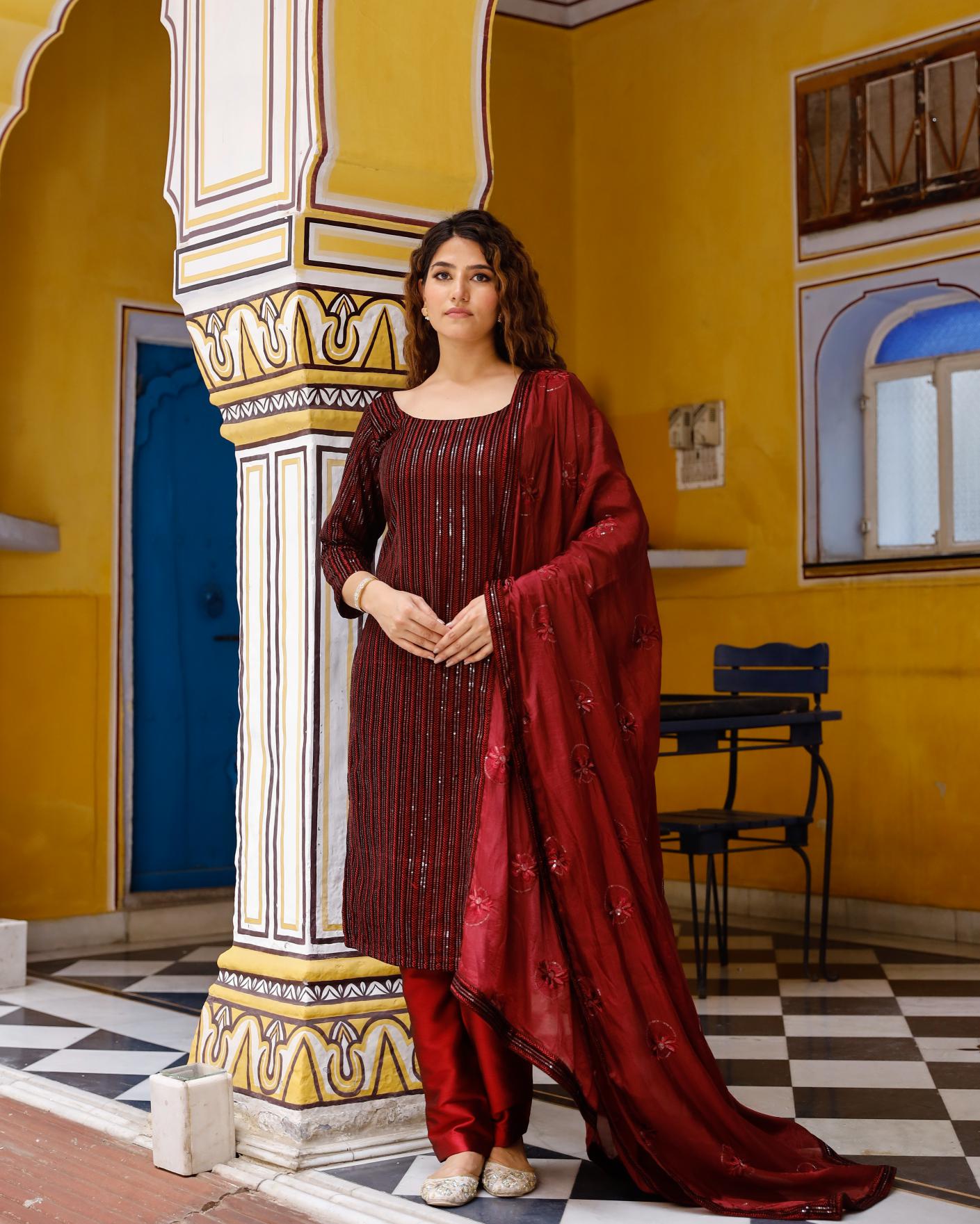 Soft Velvet Sequence Suit Set