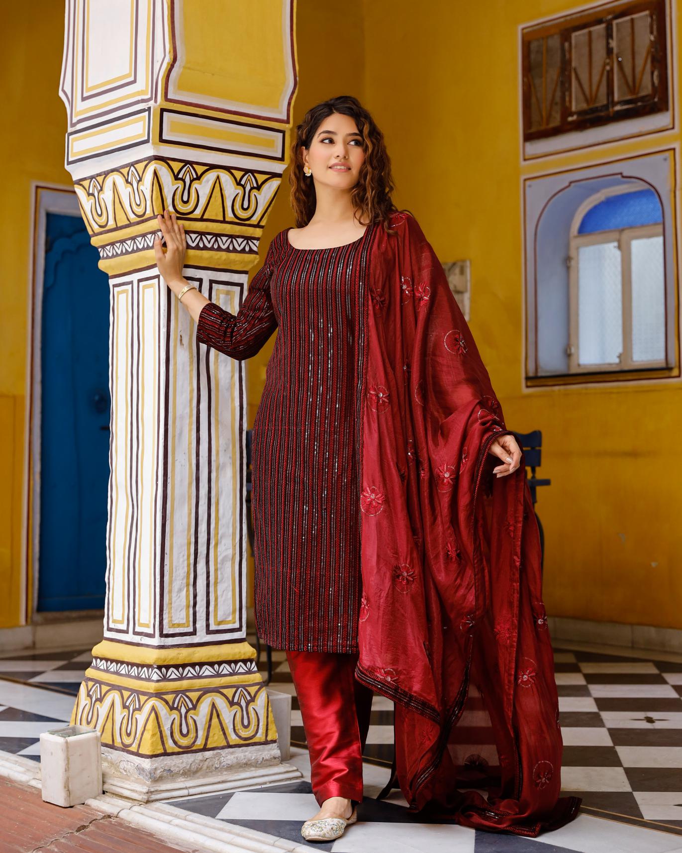 Soft Velvet Sequence Suit Set