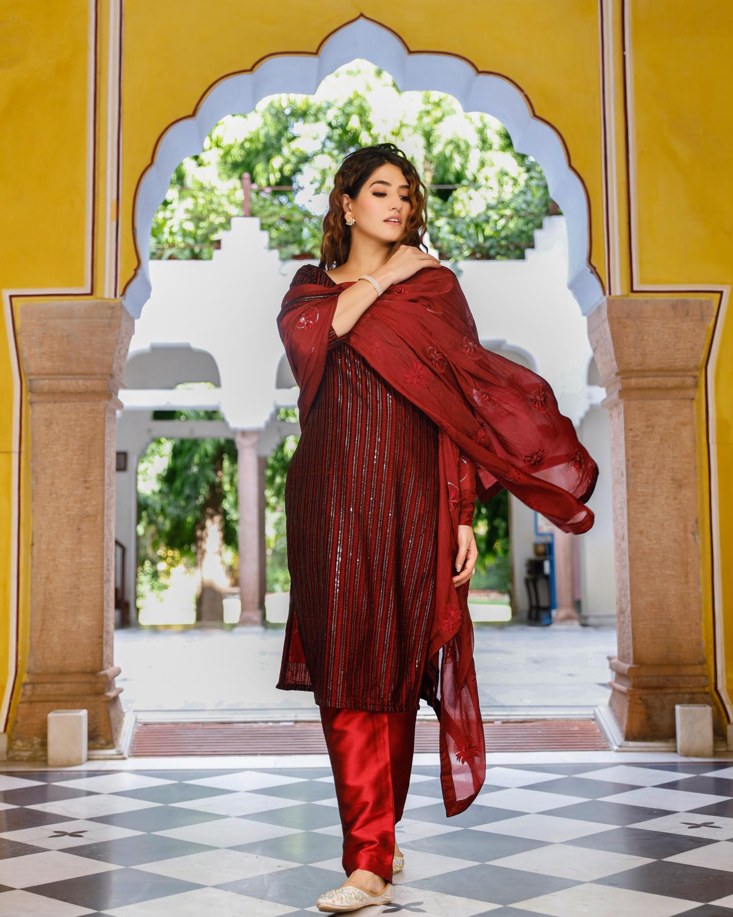 Soft Velvet Sequence Suit Set