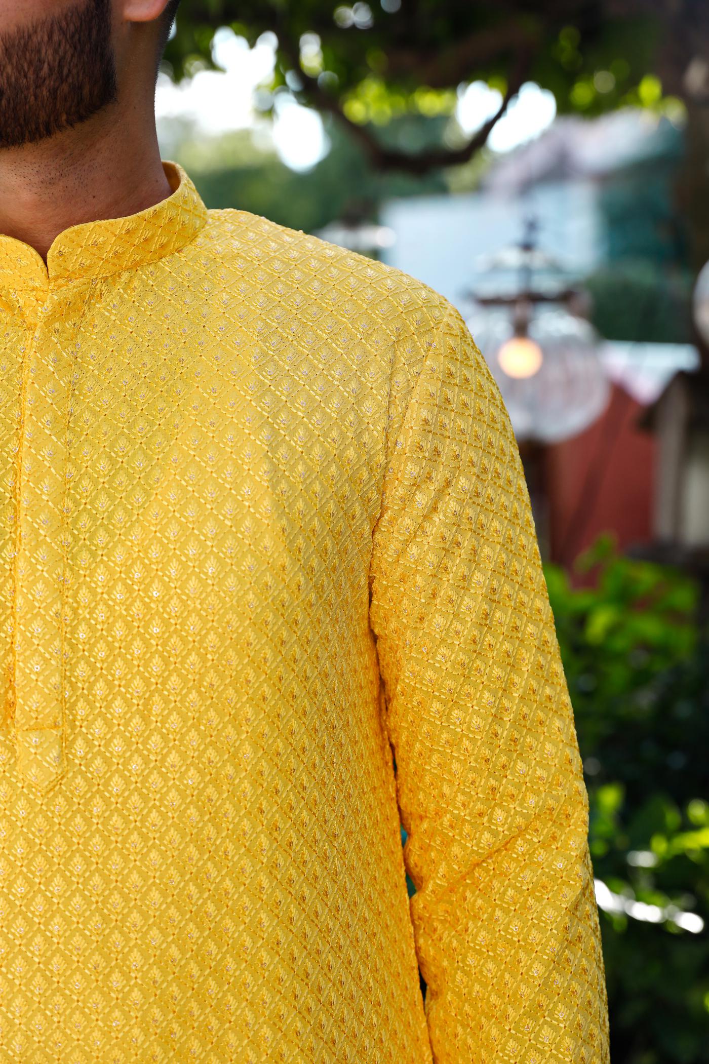 Riva Georgette Chikenkari Men's Kurta set