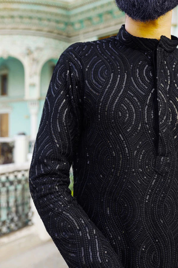zblack sequin kurta set