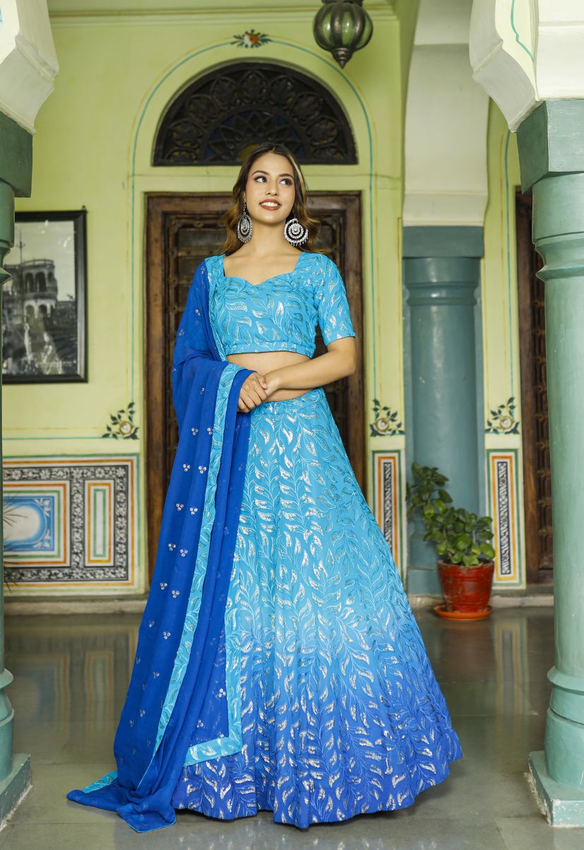 Aqua Blue Lehenga Set