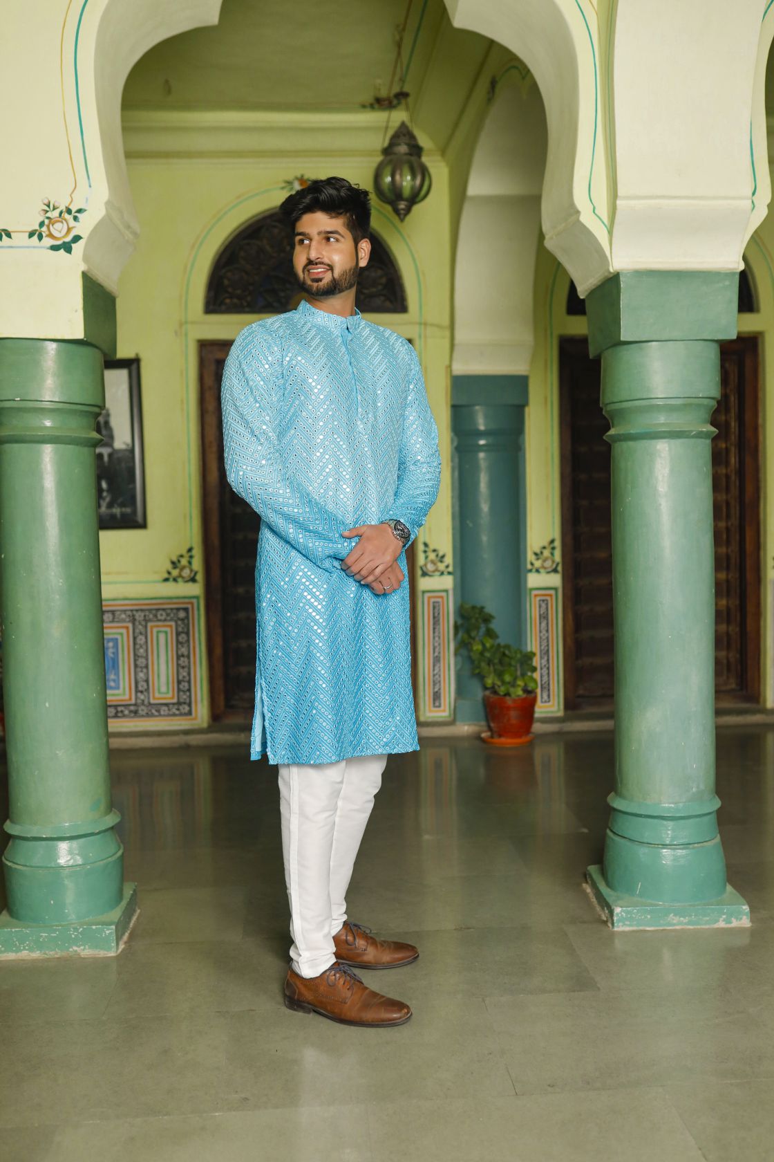 shading Blue Men's Kurta