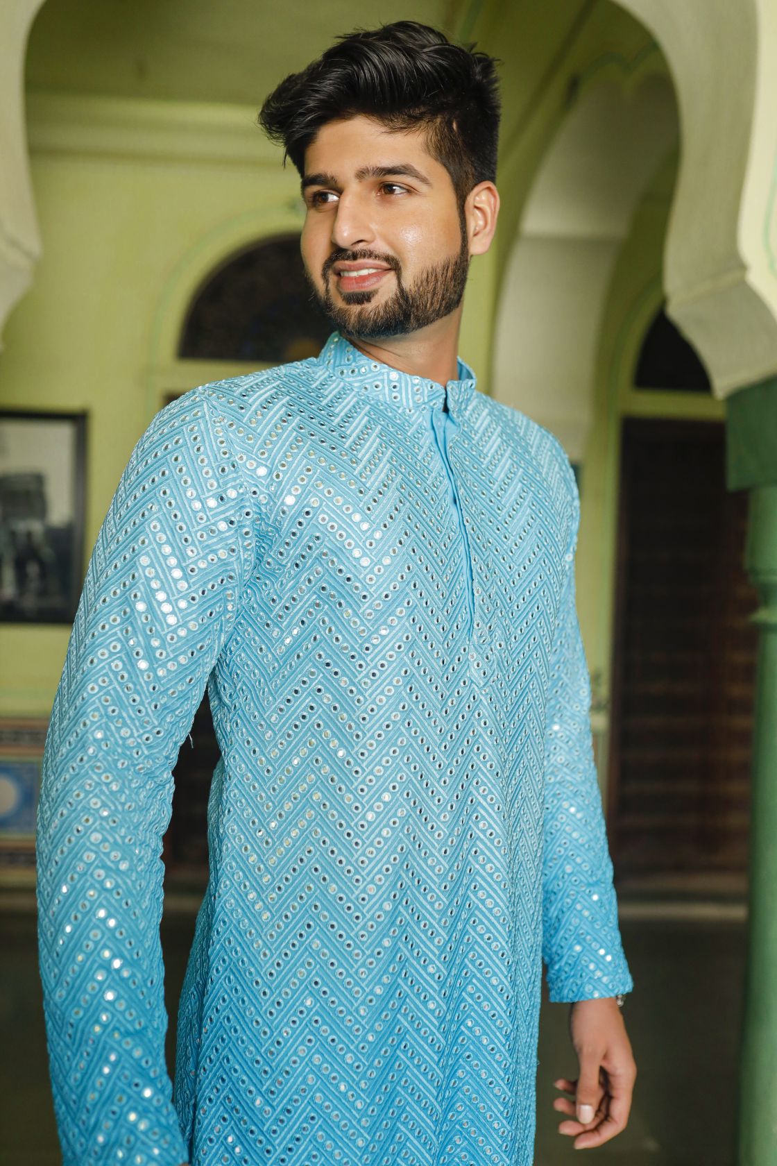 shading Blue Men's Kurta