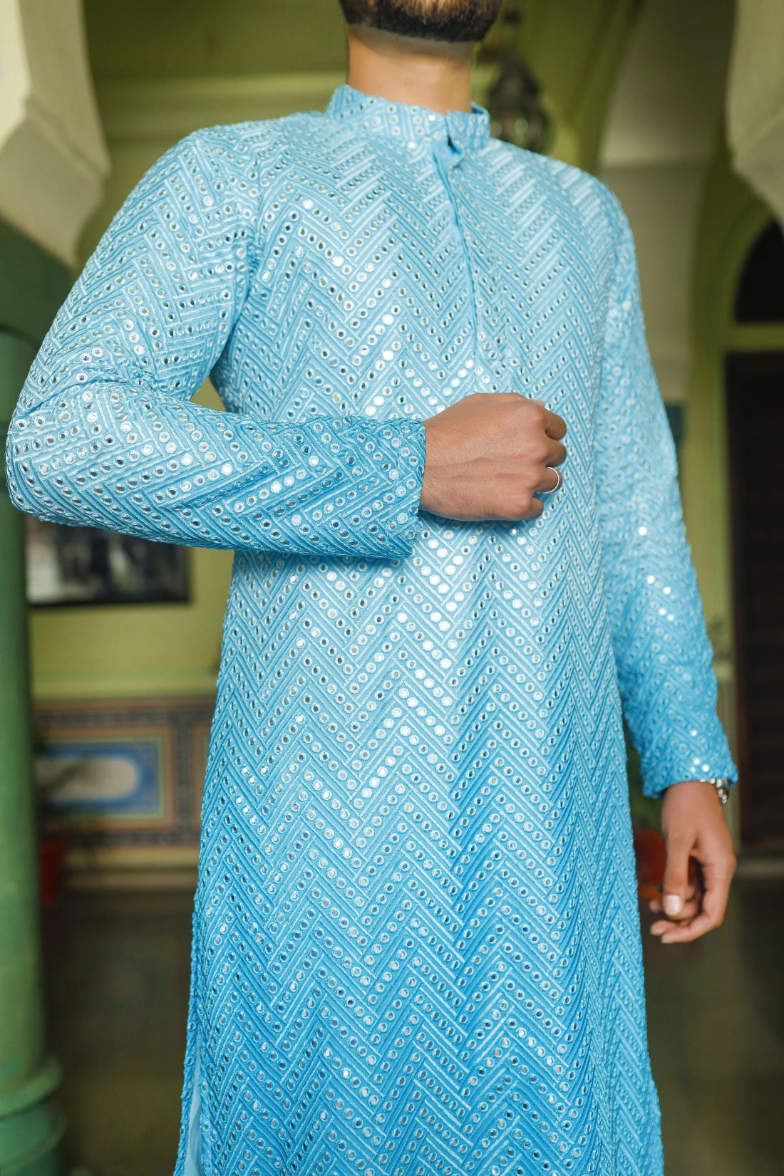shading Blue Men's Kurta