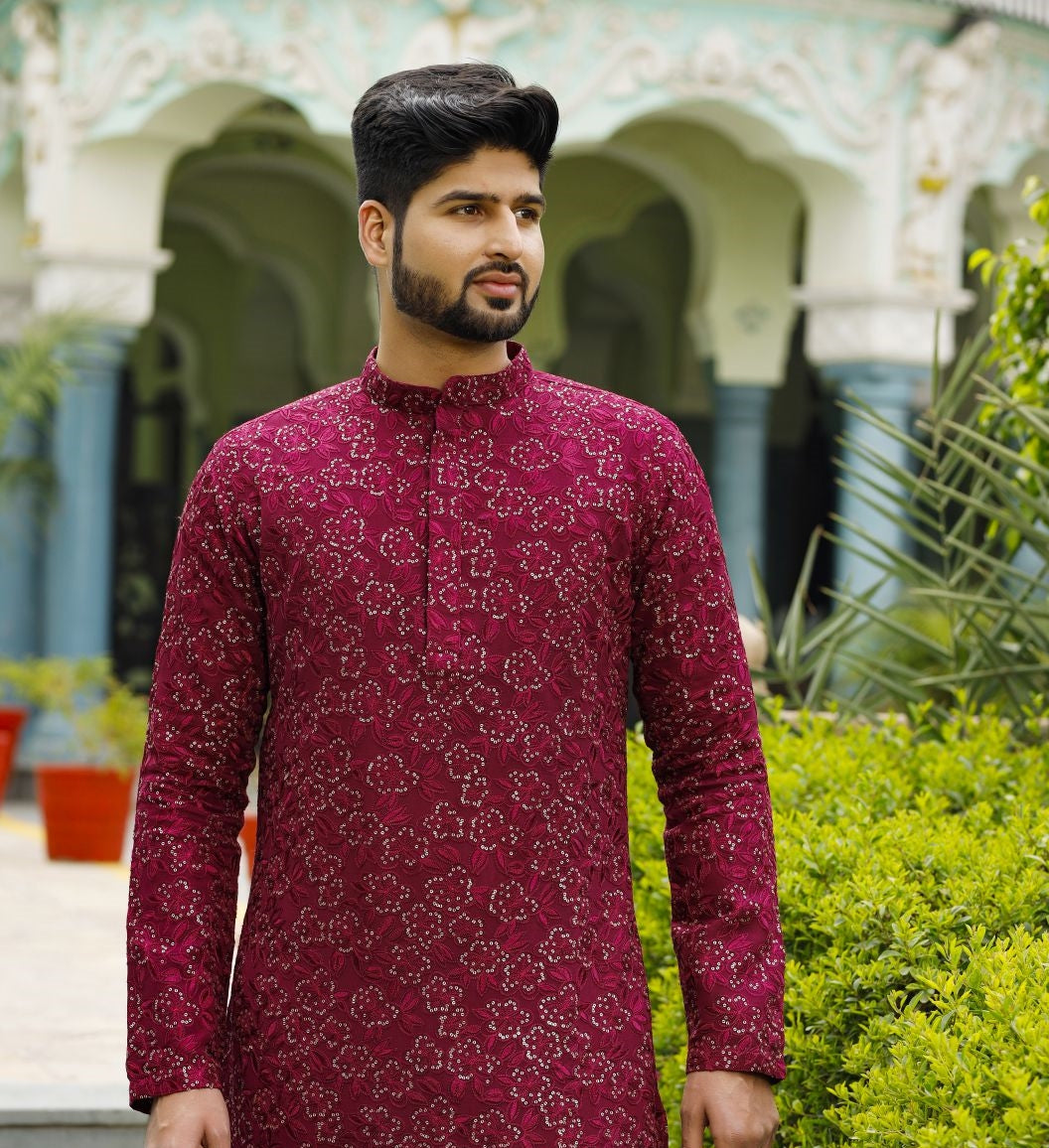 Bold Maroon Mens Kurta set