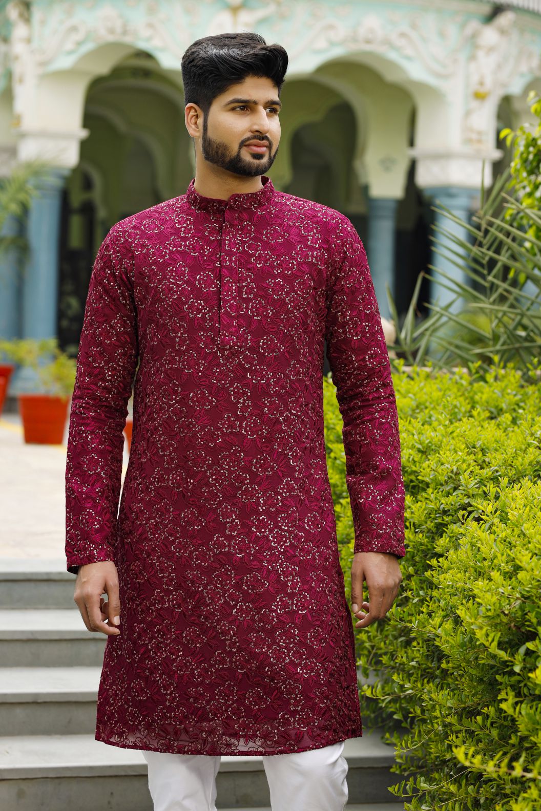 Bold Maroon Mens Kurta set