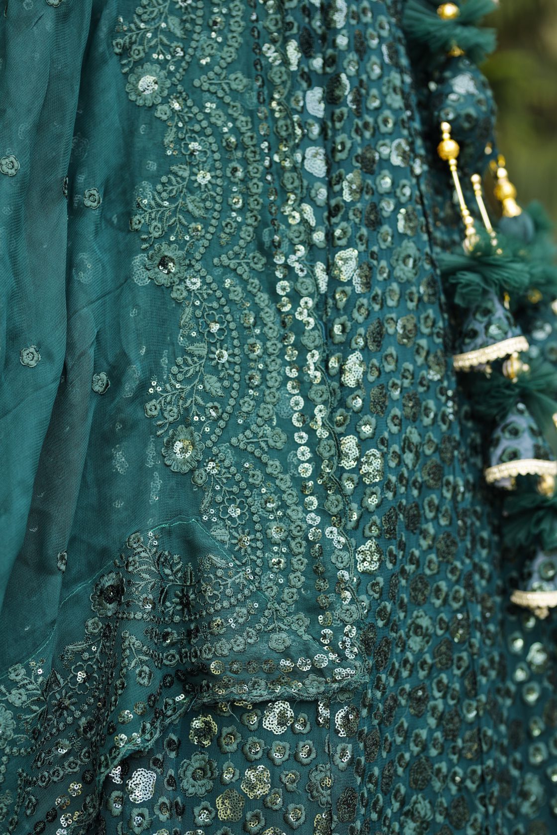 Bottlle Green Lehenga Set