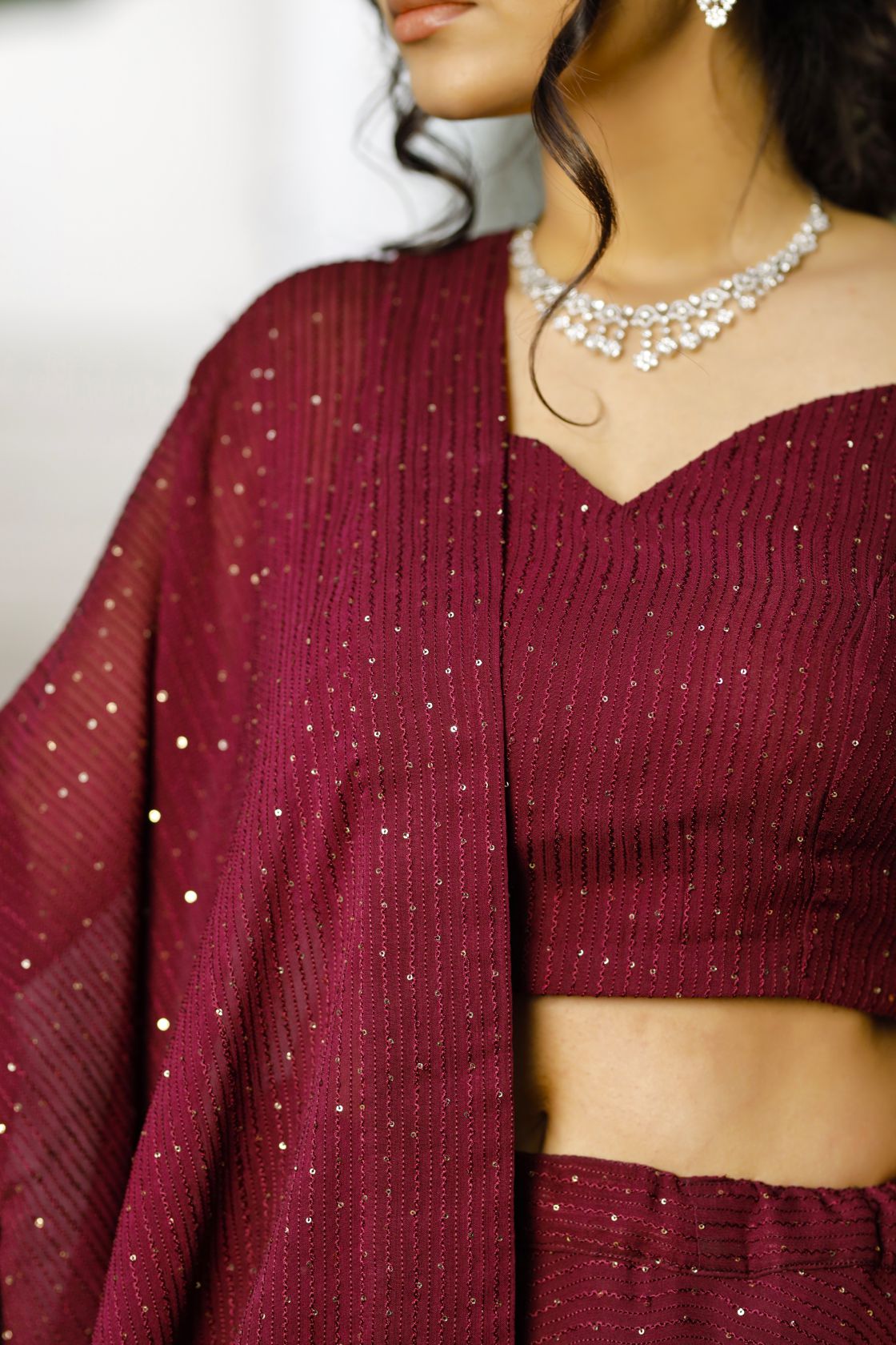 Katha Maroon Lehenga Set