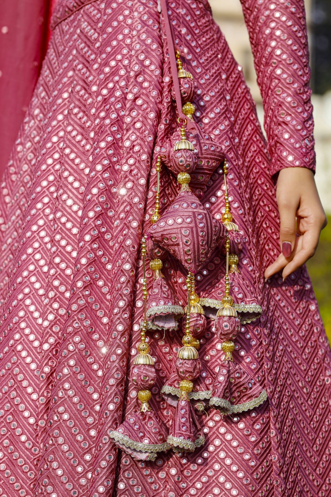 Aniz Matellic Pink Lehenga Set