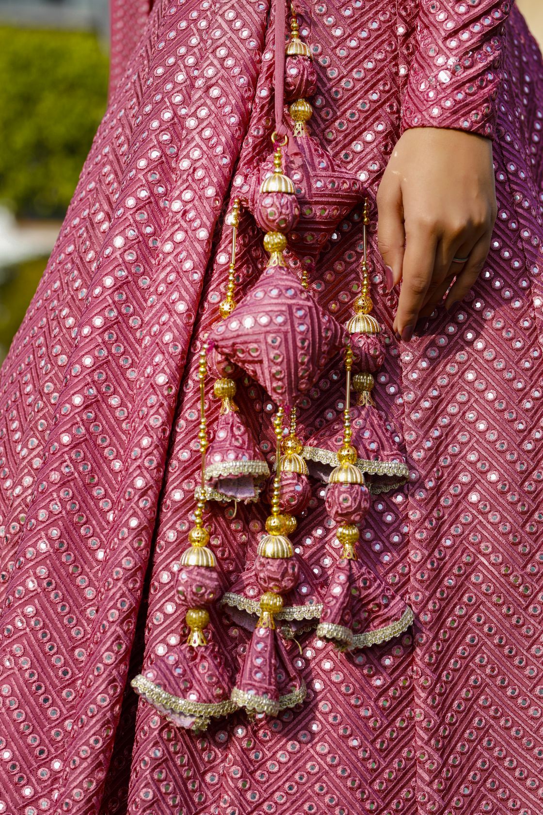 Aniz Matellic Pink Lehenga Set